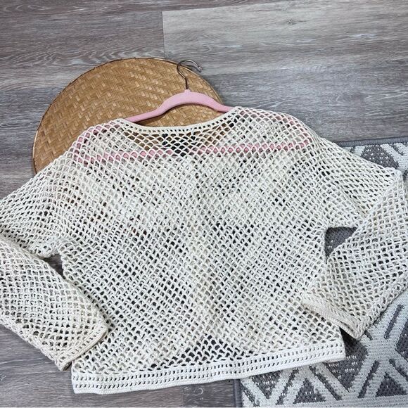 Vintage crochet 90’s cardigan with 3d flowers & pearls cottagecore dainty S‎ - Picture 7 of 8